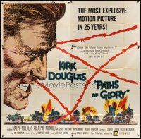 5m110 PATHS OF GLORY 6sh '58 Stanley Kubrick, great intense artwork of Kirk Douglas in WWI!