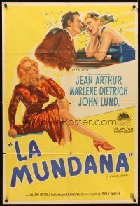 5m140 FOREIGN AFFAIR Argentinean '48 art of Jean Arthur & sexy full-length Marlene Dietrich!