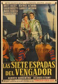 5m153 SEVENTH SWORD Argentinean '62 Brett Halsey, Bosetti, art of lovers cornered by guards!