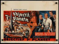 5m165 JOURNEY TO THE SEVENTH PLANET Belgian '61 great different artwork with cast & monsters!