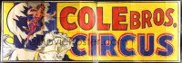 5m007 COLE BROS. CIRCUS circus billboard poster '30s art of woman jumping through hoop on horse!