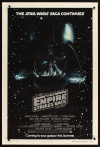 5m163 EMPIRE STRIKES BACK advance 1sh '80 cool c/u image of Darth Vader head floating in space!
