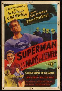 5m081 SUPERMAN & THE MOLE MEN French 31x47 '51 great images of hero George Reeves in costume!