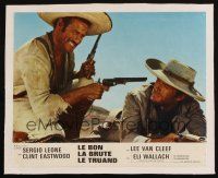 5m079 GOOD, THE BAD & THE UGLY linen French LC '68 great c/u of Clint Eastwood & Eli Wallach!