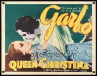 5m023 QUEEN CHRISTINA 1/2sh '33 great completely different deco artwork of glamorous Greta Garbo!