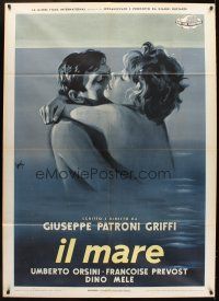 5m078 IL MARE Italian 1p '62 cool art of naked lovers kissing in the sea by Carlantonio Longi!