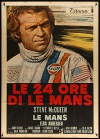 5m127 LE MANS Italian 1p '71 cool different close up art of race car driver Steve McQueen!