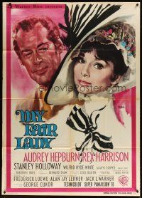 5m129 MY FAIR LADY Italian 1p '65 different art of Audrey Hepburn & Rex Harrison by Nistri!