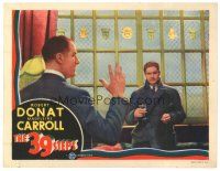 5m218 39 STEPS LC '35 Alfred Hitchcock, most classic image of Robert Donat w/ man with 4 fingers!