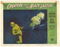 5m319 CREATURE FROM THE BLACK LAGOON LC #4 '54 great image of monster shot underwater with harpoon!