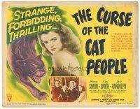 5m244 CURSE OF THE CAT PEOPLE TC '44 Val Lewton, close up of sexy Simone Simon by black panther!