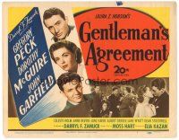 5m253 GENTLEMAN'S AGREEMENT TC '47 Elia Kazan, Gregory Peck, Dorothy McGuire, John Garfield