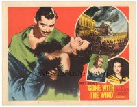 5m334 GONE WITH THE WIND LC #2 R54 great art of Clark Gable & sexy Vivien Leigh + burning Atlanta!