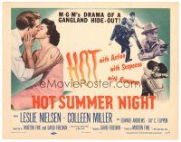 5m257 HOT SUMMER NIGHT TC '56 Leslie Nielsen kisses Colleen Miller, drama of a Gangland hide-out!
