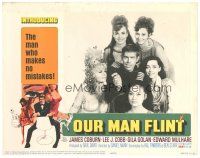 5m366 OUR MAN FLINT LC '66 c/u of James Coburn surrounded by sexy girls, James Bond spy spoof!