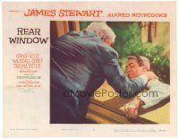 5m379 REAR WINDOW LC #3 '54 Alfred Hitchcock, Raymond Burr pushes Jimmy Stewart out of window!