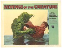 5m380 REVENGE OF THE CREATURE LC #7 '55 c/u of John Bromfield in water attacked by the monster!