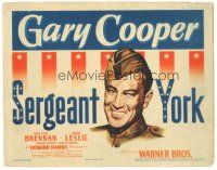 5m278 SERGEANT YORK TC '41 great headshot artwork of Gary Cooper in uniform, Howard Hawks classic!