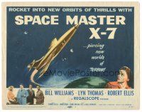 5m281 SPACE MASTER X-7 TC '58 satellite terror strikes the Earth, cool art of rocket ship!