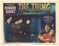 5m398 THING LC #2 '51 Howard Hawks classic horror, Kenneth Tobey & men wait by door!