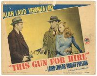 5m400 THIS GUN FOR HIRE LC #3 R45 Alan Ladd points gun at Preston & holds sexy Veronica Lake!