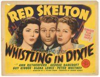 5m291 WHISTLING IN DIXIE TC '42 Red Skelton between Ann Rutherford & Diana Lewis, all whistling!