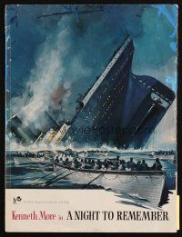 5m190 NIGHT TO REMEMBER English program book '58 English Titanic biography, cool different art!