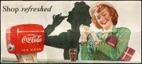 5m004 COCA-COLA SHOP REFRESHED billboard poster '40s great art of woman's shadow drinking soda!