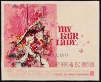 5m054 MY FAIR LADY linen special 13x16 '64 art of Audrey Hepburn & Rex Harrison by Bob Peak