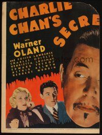 5m038 CHARLIE CHAN'S SECRET WC '36 great super close up of Asian detective Warner Oland!