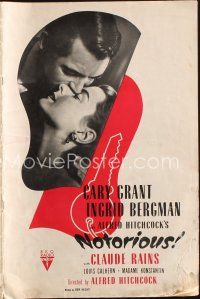 5m064 NOTORIOUS pressbook '46 Cary Grant & Ingrid Bergman, Alfred Hitchcock WWII classic!