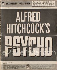 5m065 PSYCHO pressbook '60 Alfred Hitchcock, includes rare Care & Handling of Psycho supplement!
