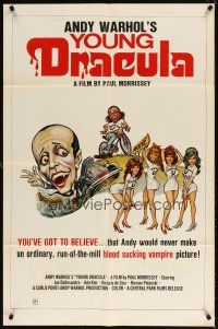 5p039 ANDY WARHOL'S DRACULA 1sh R76 different cartoon art of Young Dracula Udo Kier & sexy girls!