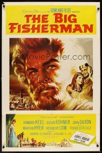 5p073 BIG FISHERMAN 1sh '59 cool artwork of Howard Keel, Susan Kohner & John Saxon!