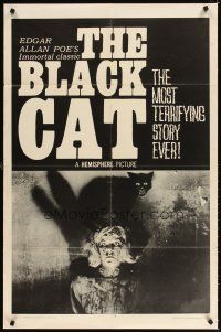 5p078 BLACK CAT 1sh '66 Edgar Allan Poe's immortal classic, cool creepy horror image!