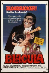 5p088 BLACULA int'l 1sh '72 black vampire William Marshall is deadlier than Dracula, great image!