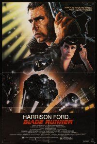 5p090 BLADE RUNNER 1sh '82 Ridley Scott sci-fi classic, art of Harrison Ford by Alvin!