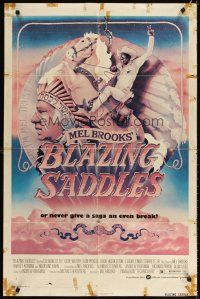 5p092 BLAZING SADDLES w/COA 1sh '74 classic Mel Brooks western, art of Cleavon Little by Alvin!