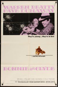 5p102 BONNIE & CLYDE 1sh '67 notorious crime duo Warren Beatty & Faye Dunaway young & in love!