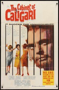 5p123 CABINET OF CALIGARI 1sh '62 Robert Bloch, it shocks the unshockables!