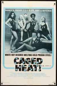 5p124 CAGED HEAT 1sh '74 first Jonathan Demme, Erica Gavin & sexy bad girls in prison!