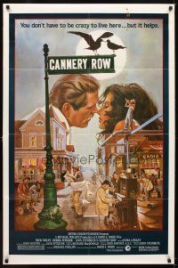 5p126 CANNERY ROW 1sh '82 cool art of Nick Nolte about to kiss Debra Winger by John Solie!