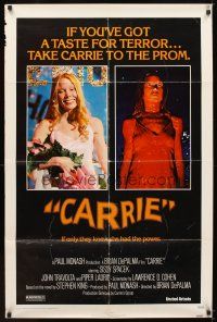 5p131 CARRIE 1sh '76 Stephen King, Sissy Spacek before and after her bloodbath at the prom!
