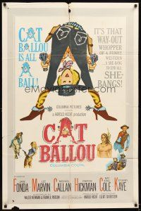 5p134 CAT BALLOU int'l 1sh '65 classic sexy cowgirl Jane Fonda, Lee Marvin, great artwork!