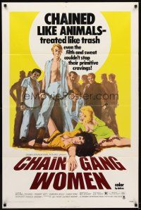 5p139 CHAIN GANG WOMEN 1sh '71 Michael Stearns, Robert Lott, Barbara Mills, chained like animals!