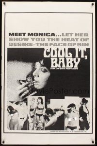 5p170 COOL IT BABY 1sh '67 cool images of sexy smoking Beverly Baum in title role!