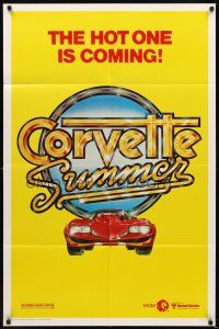 5p171 CORVETTE SUMMER teaser 1sh '78 cool art of custom Corvette, the hot one is coming!