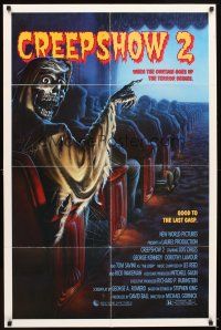 5p176 CREEPSHOW 2 1sh '87 Tom Savini, great Winters artwork of skeleton guy in theater!