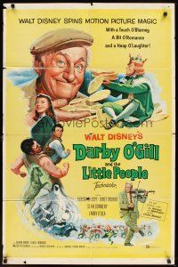 5p184 DARBY O'GILL & THE LITTLE PEOPLE 1sh '59 Disney, Sean Connery, it's leprechaun magic!