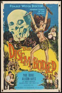 5p219 DISEMBODIED 1sh '57 artwork of super sexy female voodoo witch doctor Allison Hayes!